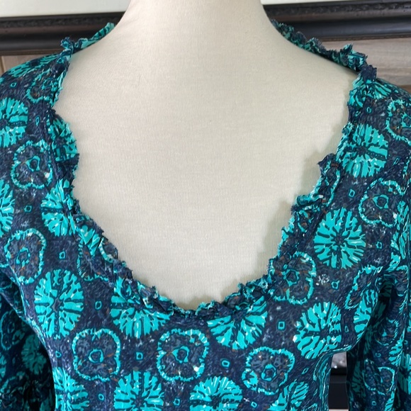 One Season long blue dress with flowers motifs. Size S - Picture 5 of 8
